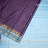 Vaazhai Naar Dark Purple Saree With Thread Buttas And Contrast Pallu