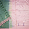 Vaazhai Naar Mehandi Green Saree With Thread Buttas And Contrast Pallu 02