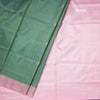 Vaazhai Naar Mehandi Green Saree With Thread Buttas And Contrast Pallu 02