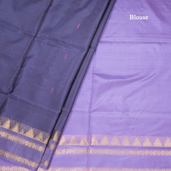 Vaazhai Naar Dark Purple Saree With Thread Buttas And Contrast Pallu 02