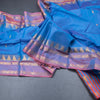 Vaazhai Naar Peacock Blue Saree With Thread Buttas And Contrast Pallu
