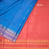 Vaazhai Naar Peacock Blue Saree With Thread Buttas And Contrast Pallu