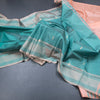 Vaazhai Naar Peacock Green Saree With Thread Buttas And Contrast Pallu