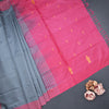 Vaazhai Naar Grey Saree With Thread Buttas And Contrast Pallu 02