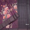Semi Linen Wine Colour Floral Printed Saree With Zari Border