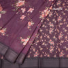 Semi Linen Wine Colour Floral Printed Saree With Zari Border