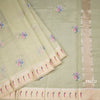 Organza Light Green Thread Work Saree With Zari Border