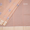 Organza Peach Floral Thread Work Saree With Zari Border