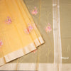 Organza Mango Yellow Floral Thread Work Saree With Zari Border