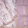 Raw Silk Light Pink Leaf Printed With Mirror Work Saree