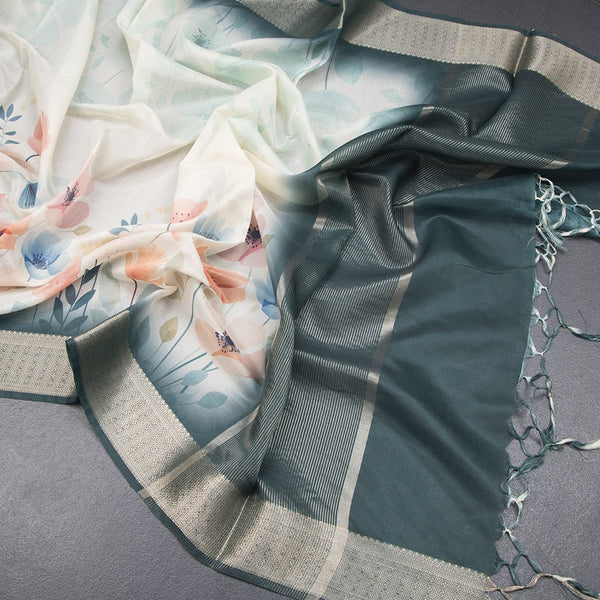 Kota Cream Floral Printed Saree With Zari Border 04