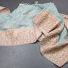 Tussar Sky Blue Zari With Printed Work Saree