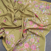 Semi Raw Silk Mehandi Green Floral Printed Saree