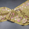 Semi Raw Silk Mehandi Green Floral Printed Saree