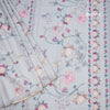 Semi Raw Silk Light Grey Floral Printed Saree 02