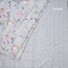 Semi Raw Silk Light Grey Floral Printed Saree 02