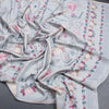 Semi Raw Silk Light Grey Floral Printed Saree 02