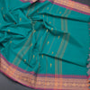 Chettinad Cotton Peacock Green Saree With Thread Buttas And Thread Border