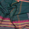 Chettinad Cotton Dark Green Saree With Thread Buttas And Thread Border