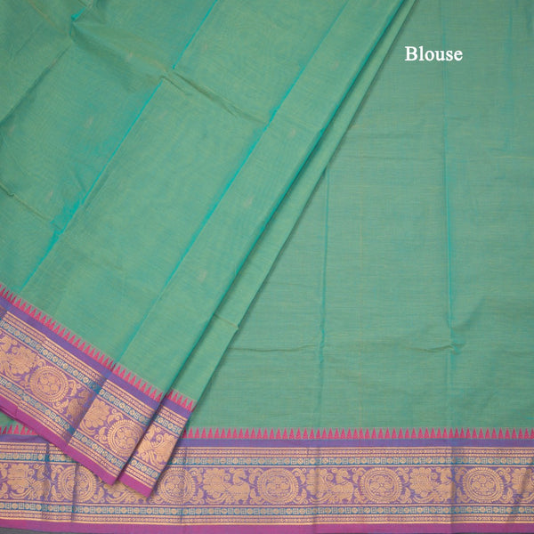Kanchi Cotton Shot Colour Saree With Thread Buttas And Zari Border
