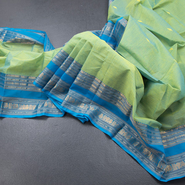 Kanchi Cotton Shot Colour Saree With Thread Buttas And Zari Border 02