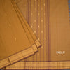 Kanchi Cotton Golden Brown Saree With Zari Buttas And Rettapet Border 02