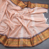 Kanchi Cotton Light Peach Saree With Thread Buttas And Temple Border - Kumaran Silks