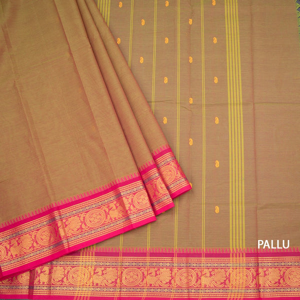 Kanchi Cotton Shot Colour Saree With Thread Buttas And Zari Border 04