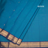 Kanchi Cotton Peacock Blue Saree With Zari Buttas And Rettapet Border