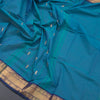 Kanchi Cotton Peacock Blue Saree With Zari Buttas And Rettapet Border - Kumaran Silks