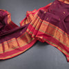 Kanchi Cotton Dark Pink Saree With Zari Buttas And Zari Border