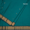 Kanchi Cotton Peacock Green Saree With Zari Buttas And Zari Border