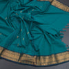 Kanchi Cotton Peacock Green Saree With Zari Buttas And Zari Border - Kumaran Silks