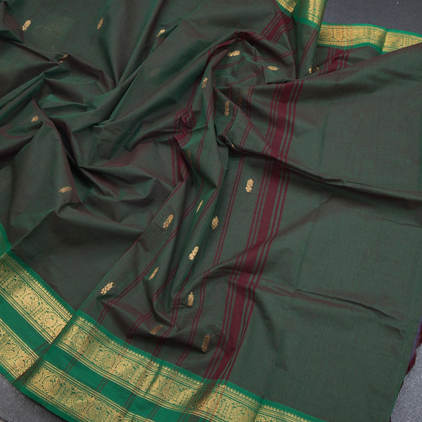 Kanchi Cotton Shot Colour Saree With Zari Buttas And Rettapet Border - Kumaran Silks