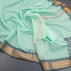Kanchi Cotton Mint Green Plain Saree And Temple Border - Kumaran Silks