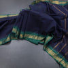 Kanchi Cotton Navy Blue Plain Saree And Temple Border