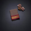 Kanchi Cotton Light Brown Plain Saree And Temple Border