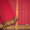 Kanchi Cotton Red Plain Saree And Zari Border
