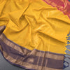 Kanchi Cotton Yellow Plain Saree With Two Colour Border - Kumaran Silks