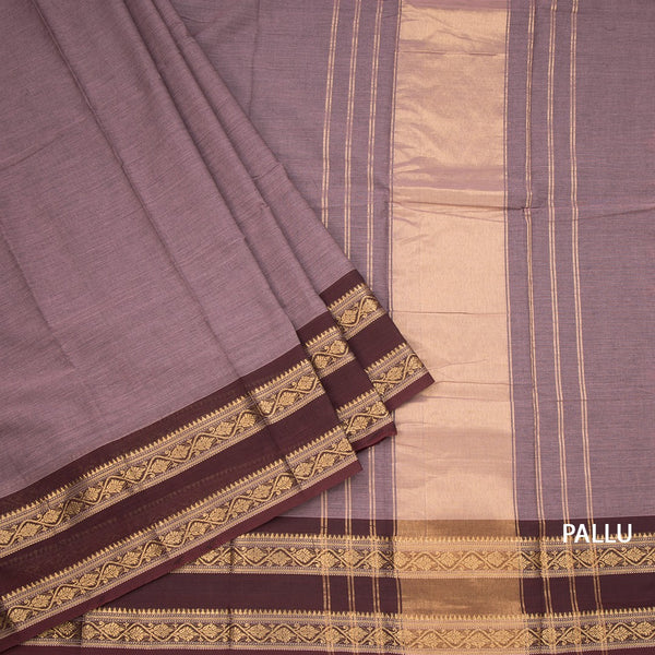 Kanchi Cotton Thulian Pink Plain Saree And Rettapet Border