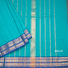 Kanchi Cotton Peacock Blue Plain Saree And Zari Border
