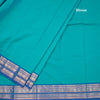 Kanchi Cotton Peacock Blue Plain Saree And Zari Border