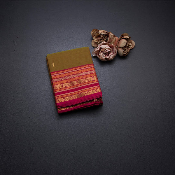 Kanchi Cotton Shot Colour Saree With Zari Buttas And Zari Border 02