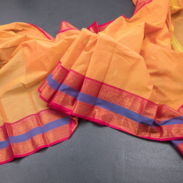 Kanchi Cotton Shot Colour Saree With Zari Buttas And Rettapet Border 02