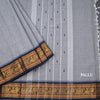 Kanchi Cotton Grey Saree With Thread Buttas And Temple Border