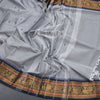 Kanchi Cotton Grey Saree With Thread Buttas And Temple Border - Kumaran Silks