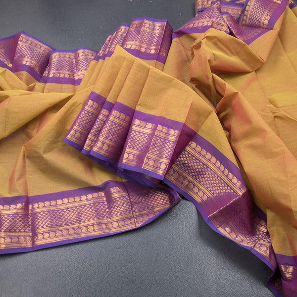 Kanchi Cotton Shot Colour Saree With Thread Buttas And Zari Border 05