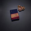 Kanchi Cotton Navy Blue Saree With Zari Buttas And Zari Border