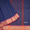 Kanchi Cotton Navy Blue Saree With Zari Buttas And Zari Border