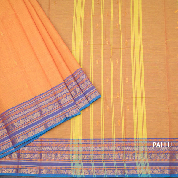 Kanchi Cotton Shot Colour Saree With Zari Buttas And Thread With Zari Border